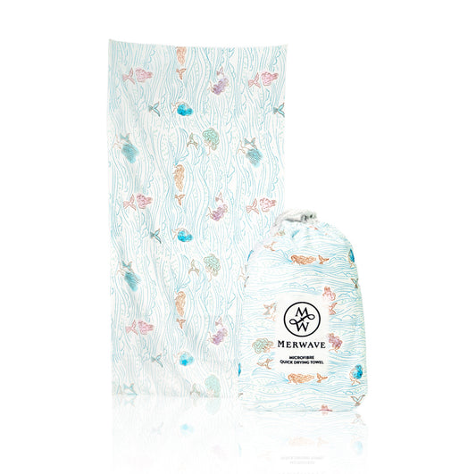 Strand-/badhanddoek van microvezel - Zeemeerminblauw